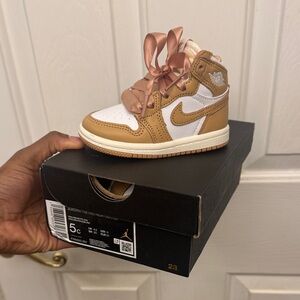 Jordan Kids Tan and White Sneakers